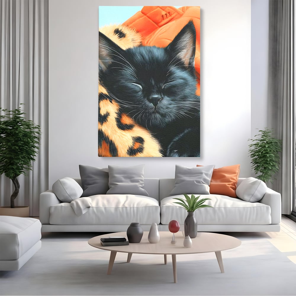 Tablou Canvas Premium, LuxCanva® M1518, Mustati Odihnite, Pisica, Felina, Animal Print, Dragalas, Somn, Vis, Relaxare, Confort, Dormitor, Birou, Living, Camera Copil