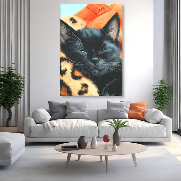 Tablou Canvas Premium, LuxCanva® M1518, Mustati Odihnite, Pisica, Felina, Animal Print, Dragalas, Somn, Vis, Relaxare, Confort, Dormitor, Birou, Living, Camera Copil