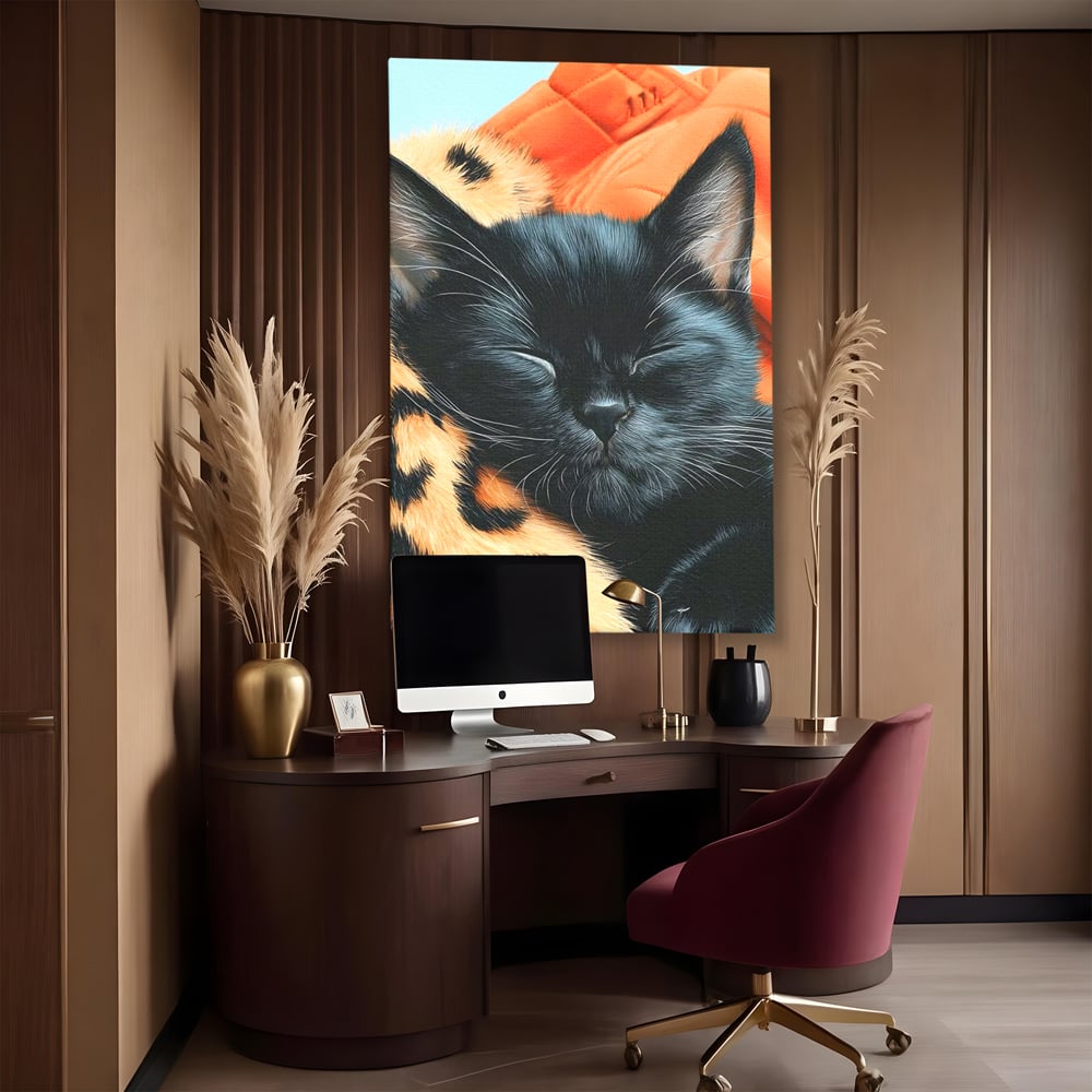 Tablou Canvas Premium, LuxCanva® M1518, Mustati Odihnite, Pisica, Felina, Animal Print, Dragalas, Somn, Vis, Relaxare, Confort, Dormitor, Birou, Living, Camera Copil