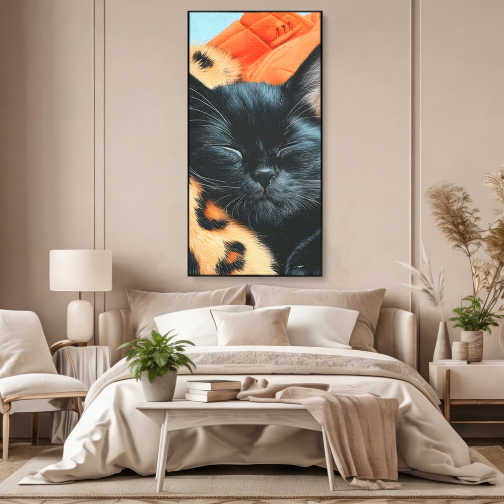 Tablou Canvas Premium, LuxCanva® M1518, Mustati Odihnite, Pisica, Felina, Animal Print, Dragalas, Somn, Vis, Relaxare, Confort, Dormitor, Birou, Living, Camera Copil