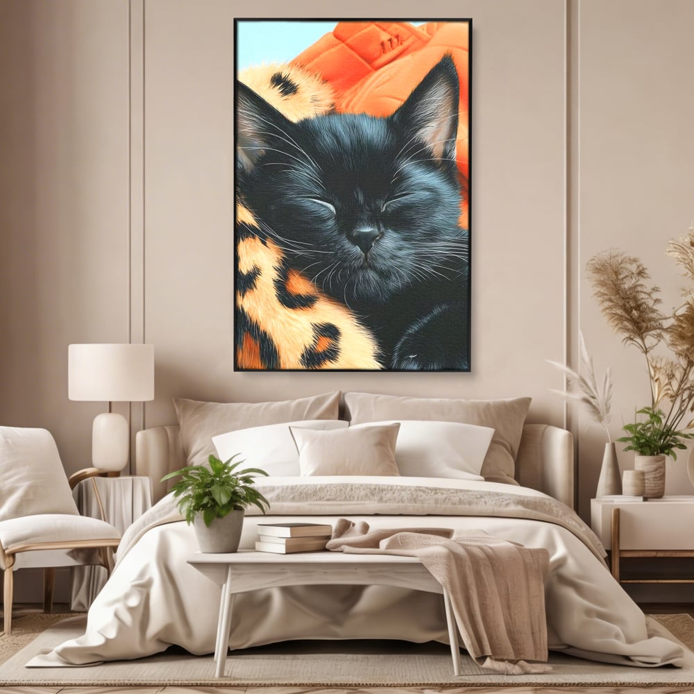 Tablou Canvas Premium, LuxCanva® M1518, Mustati Odihnite, Pisica, Felina, Animal Print, Dragalas, Somn, Vis, Relaxare, Confort, Dormitor, Birou, Living, Camera Copil