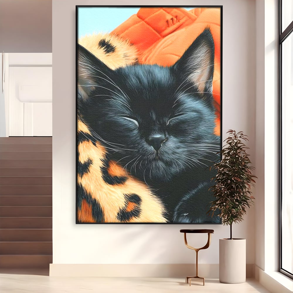 Tablou Canvas Premium, LuxCanva® M1518, Mustati Odihnite, Pisica, Felina, Animal Print, Dragalas, Somn, Vis, Relaxare, Confort, Dormitor, Birou, Living, Camera Copil