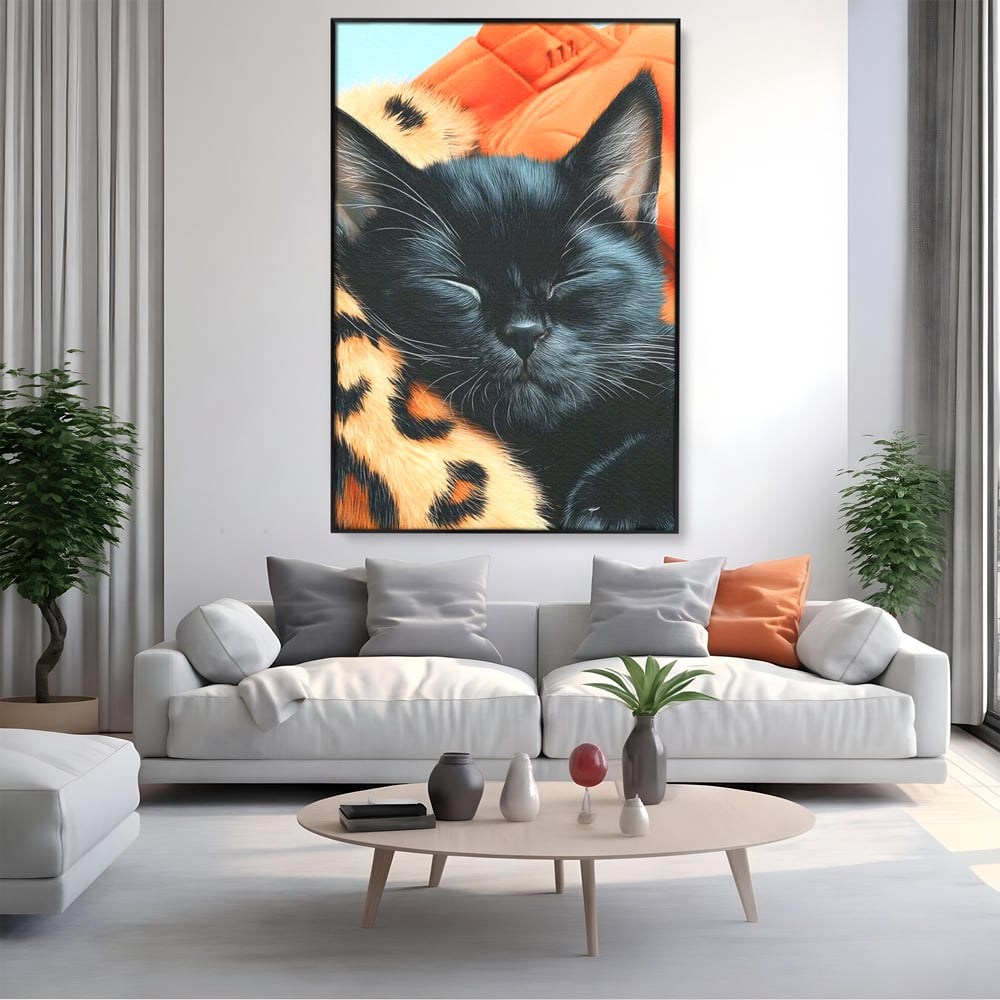 Tablou Canvas Premium, LuxCanva® M1518, Mustati Odihnite, Pisica, Felina, Animal Print, Dragalas, Somn, Vis, Relaxare, Confort, Dormitor, Birou, Living, Camera Copil