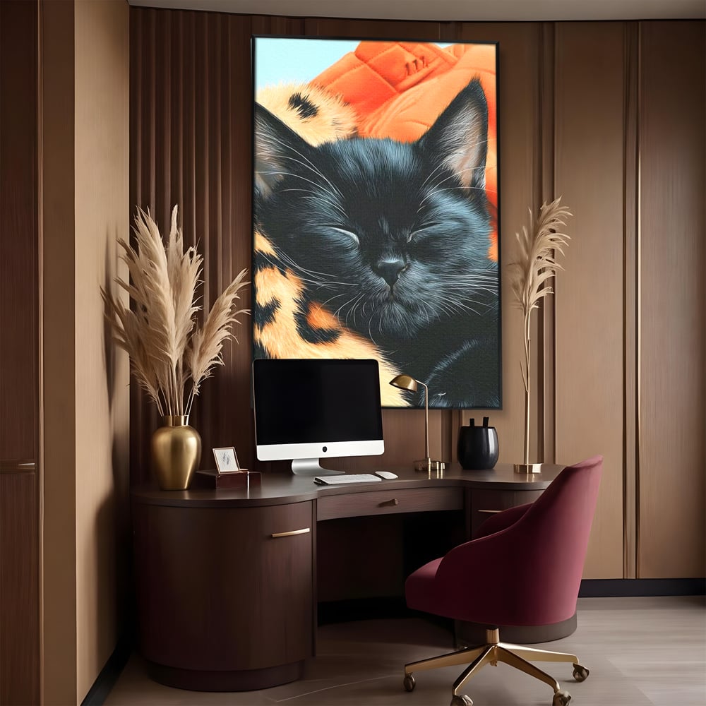 Tablou Canvas Premium, LuxCanva® M1518, Mustati Odihnite, Pisica, Felina, Animal Print, Dragalas, Somn, Vis, Relaxare, Confort, Dormitor, Birou, Living, Camera Copil
