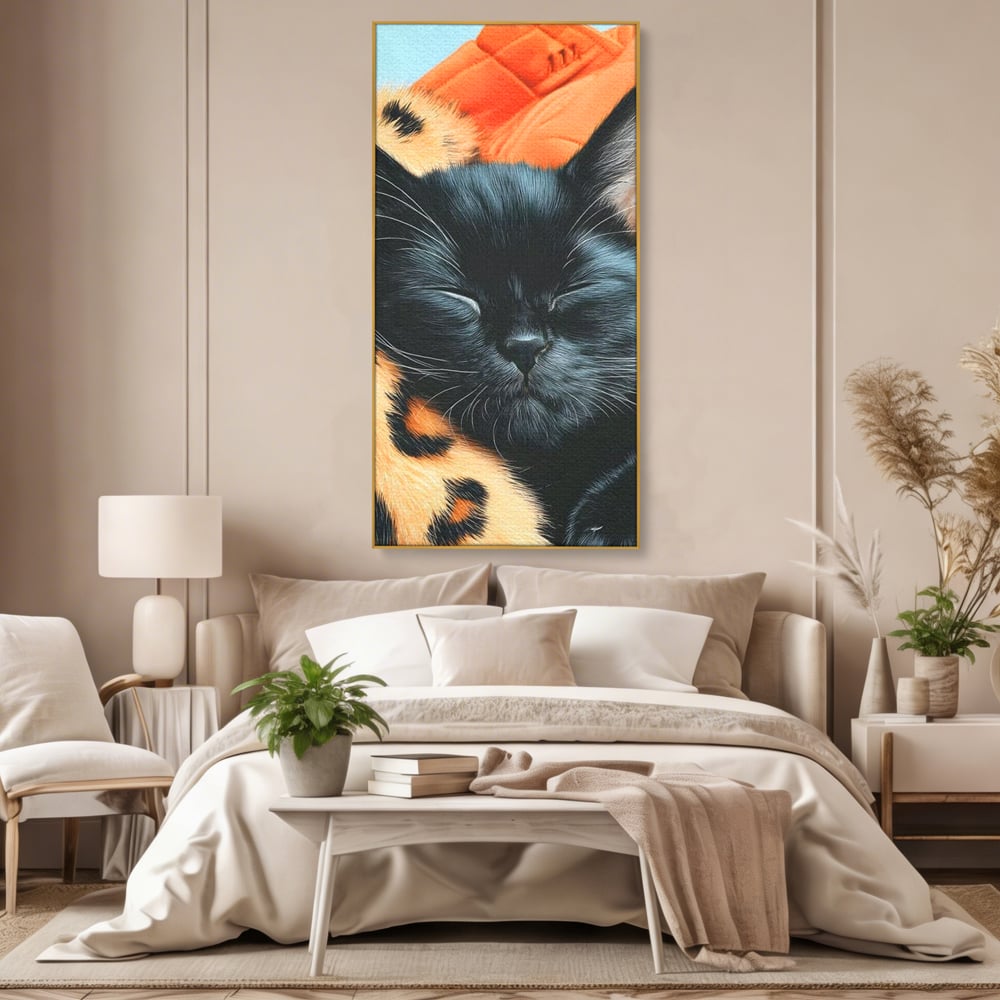 Tablou Canvas Premium, LuxCanva® M1518, Mustati Odihnite, Pisica, Felina, Animal Print, Dragalas, Somn, Vis, Relaxare, Confort, Dormitor, Birou, Living, Camera Copil