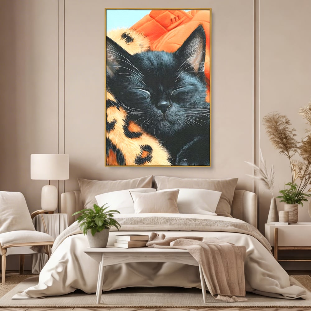 Tablou Canvas Premium, LuxCanva® M1518, Mustati Odihnite, Pisica, Felina, Animal Print, Dragalas, Somn, Vis, Relaxare, Confort, Dormitor, Birou, Living, Camera Copil