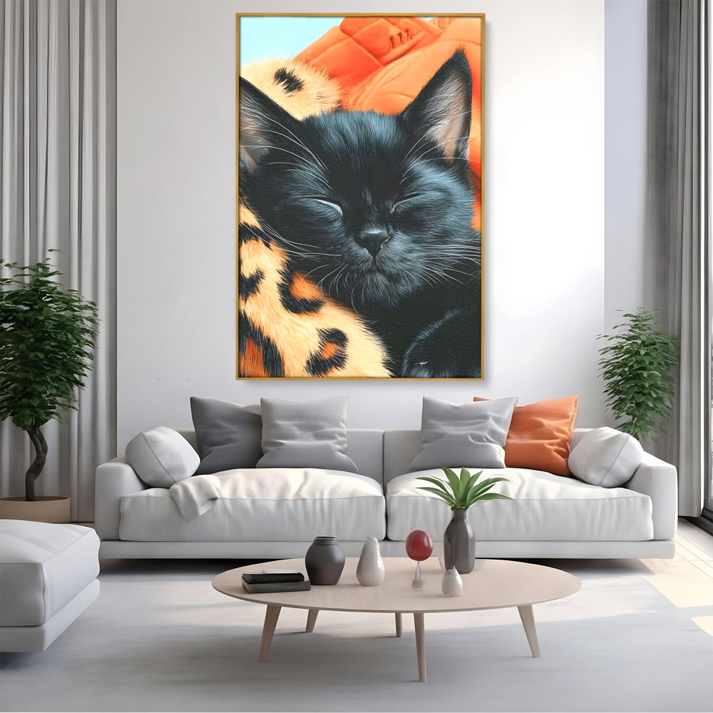 Tablou Canvas Premium, LuxCanva® M1518, Mustati Odihnite, Pisica, Felina, Animal Print, Dragalas, Somn, Vis, Relaxare, Confort, Dormitor, Birou, Living, Camera Copil