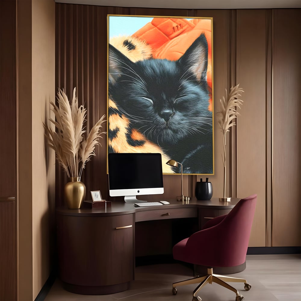Tablou Canvas Premium, LuxCanva® M1518, Mustati Odihnite, Pisica, Felina, Animal Print, Dragalas, Somn, Vis, Relaxare, Confort, Dormitor, Birou, Living, Camera Copil