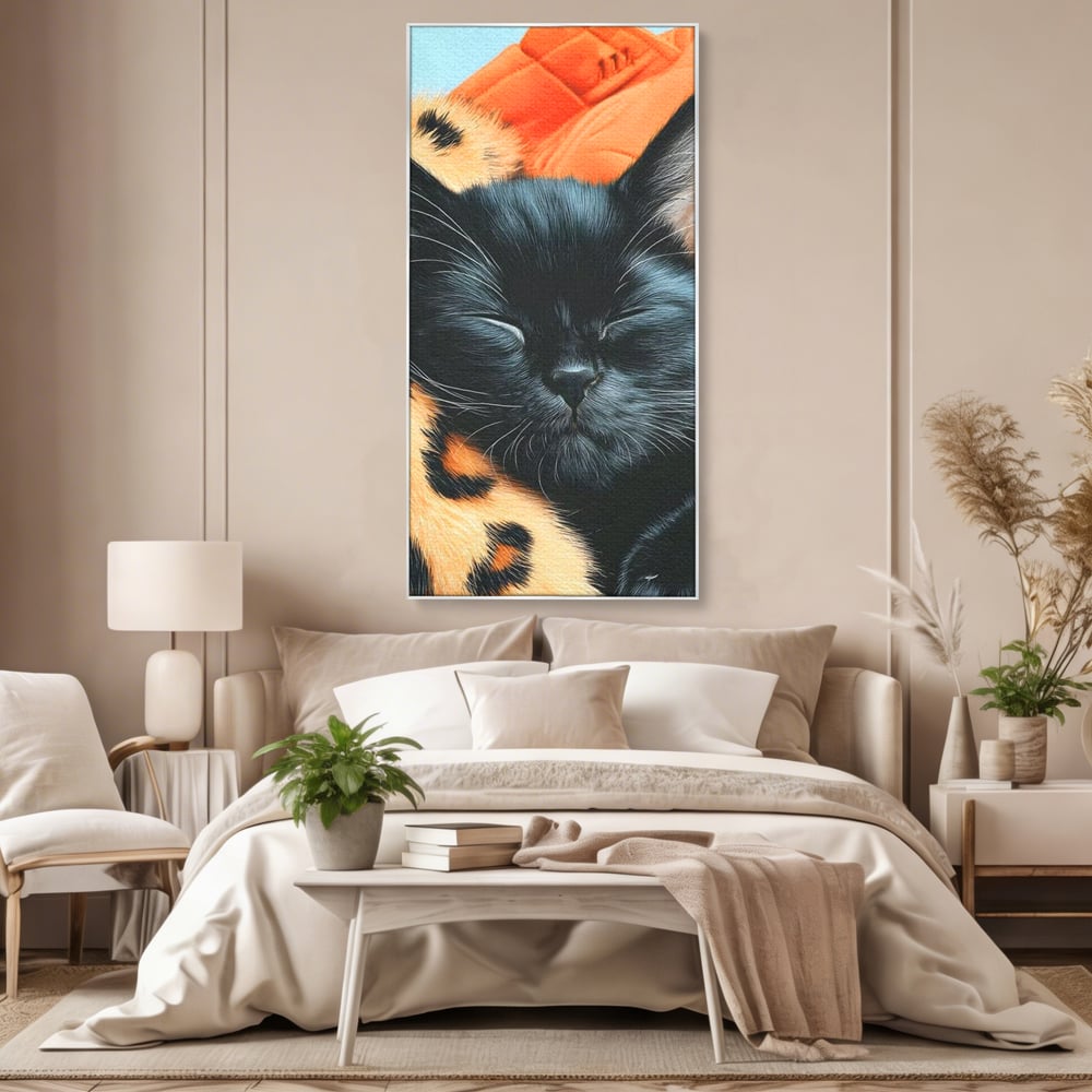 Tablou Canvas Premium, LuxCanva® M1518, Mustati Odihnite, Pisica, Felina, Animal Print, Dragalas, Somn, Vis, Relaxare, Confort, Dormitor, Birou, Living, Camera Copil