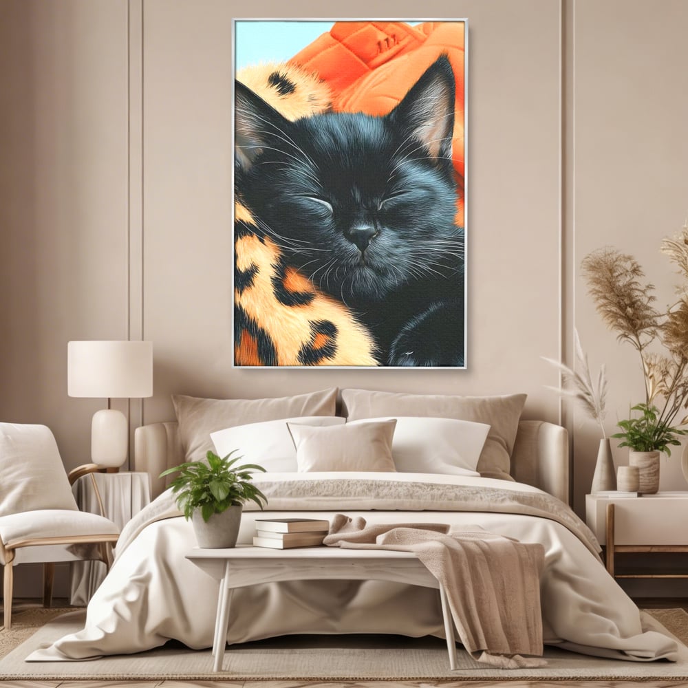 Tablou Canvas Premium, LuxCanva® M1518, Mustati Odihnite, Pisica, Felina, Animal Print, Dragalas, Somn, Vis, Relaxare, Confort, Dormitor, Birou, Living, Camera Copil