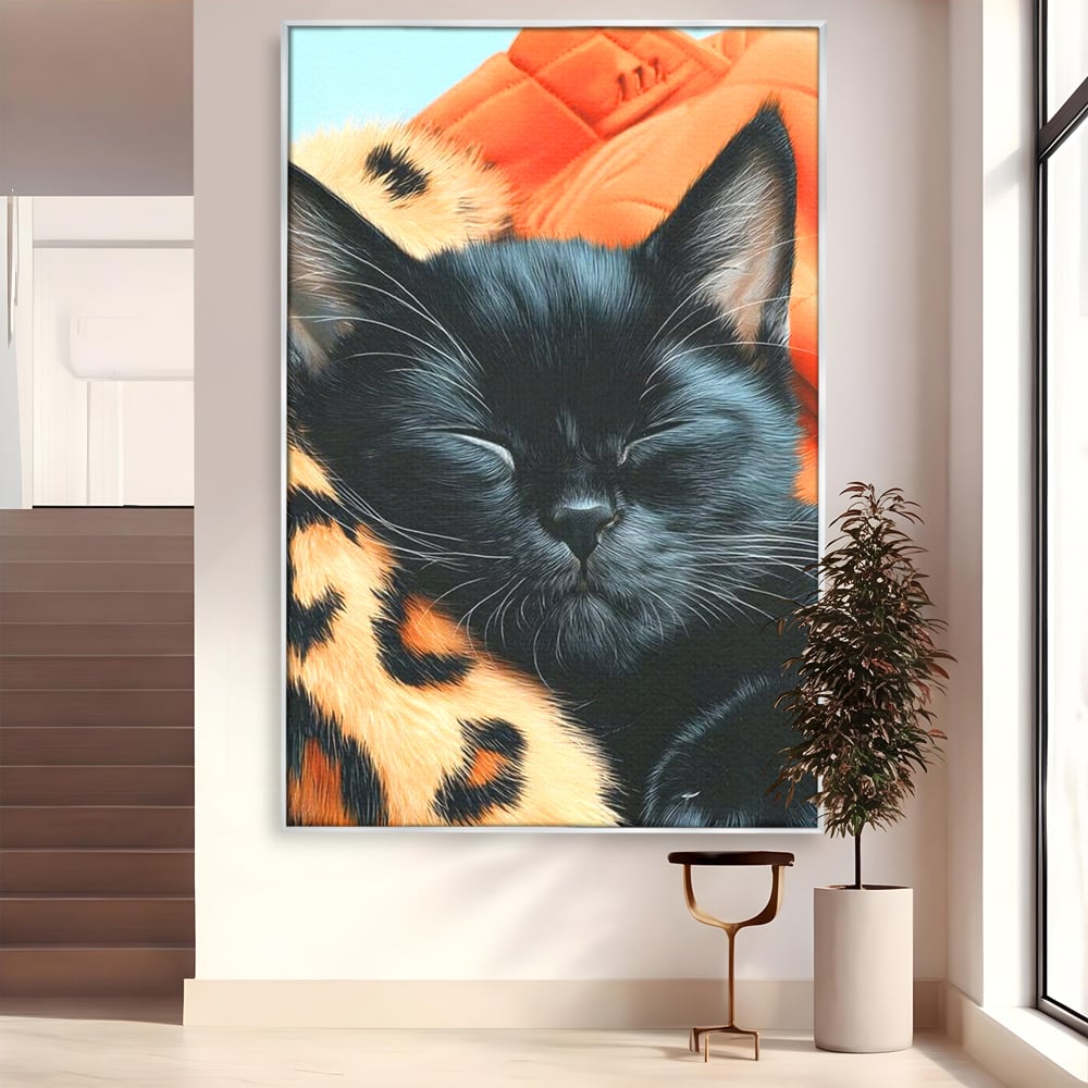 Tablou Canvas Premium, LuxCanva® M1518, Mustati Odihnite, Pisica, Felina, Animal Print, Dragalas, Somn, Vis, Relaxare, Confort, Dormitor, Birou, Living, Camera Copil