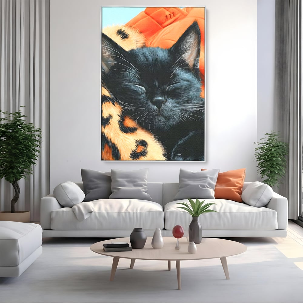 Tablou Canvas Premium, LuxCanva® M1518, Mustati Odihnite, Pisica, Felina, Animal Print, Dragalas, Somn, Vis, Relaxare, Confort, Dormitor, Birou, Living, Camera Copil