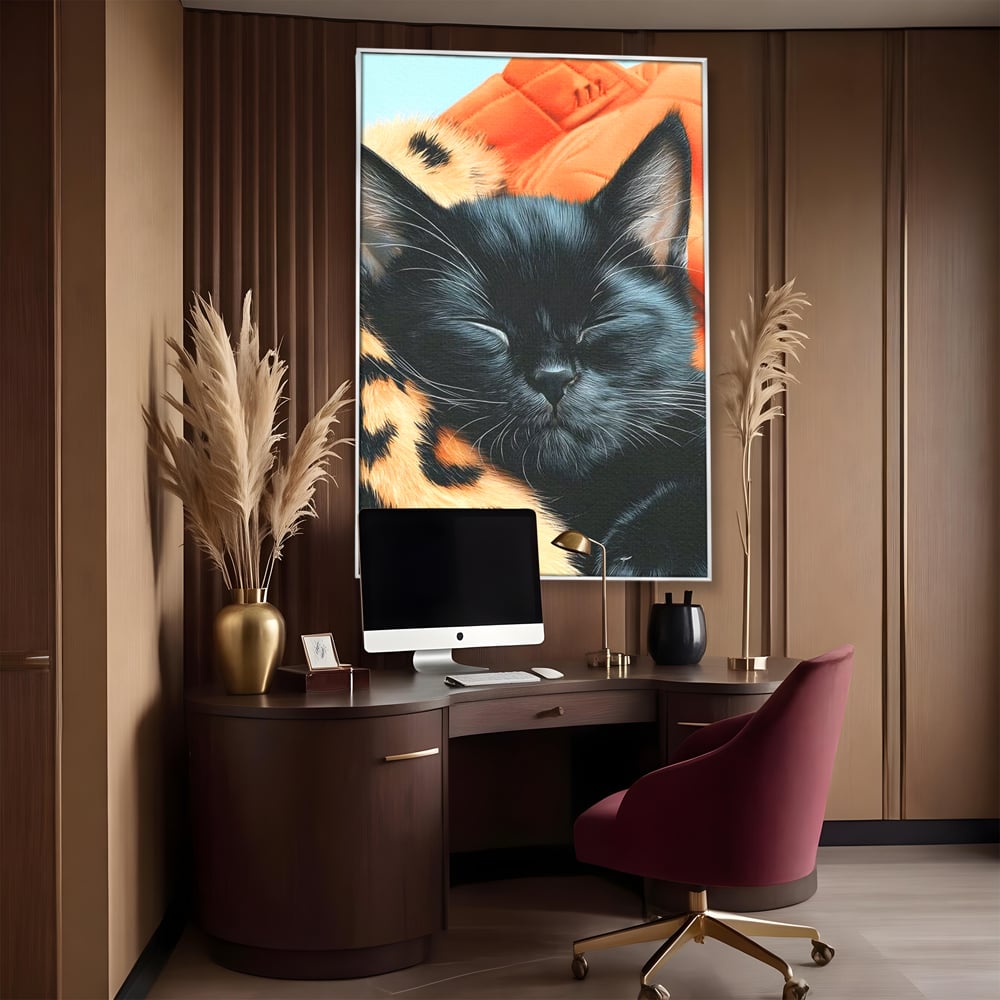 Tablou Canvas Premium, LuxCanva® M1518, Mustati Odihnite, Pisica, Felina, Animal Print, Dragalas, Somn, Vis, Relaxare, Confort, Dormitor, Birou, Living, Camera Copil