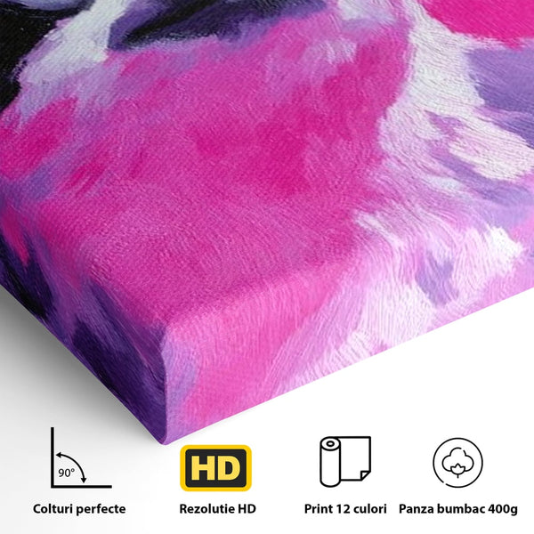 Leinwandbilder Premium, LuxCanva® M1519, Langsames Blinzeln, Leinen, Tier, Rosa, Neon, Lebendige Farben, Säugetier, Schlafzimmer, Büro, Wohnzimmer, Wohnzimmer, Kinderzimmer