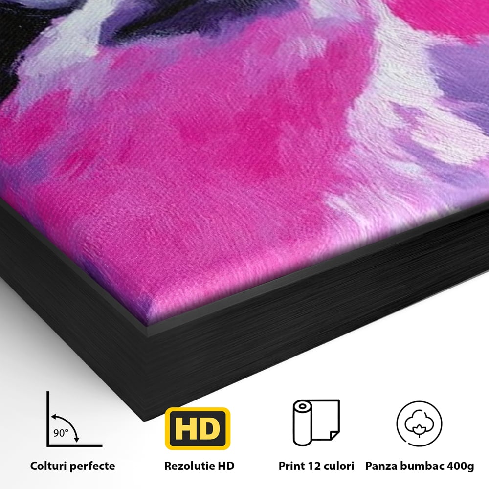 Leinwandbilder Premium, LuxCanva® M1519, Langsames Blinzeln, Leinen, Tier, Rosa, Neon, Lebendige Farben, Säugetier, Schlafzimmer, Büro, Wohnzimmer, Wohnzimmer, Kinderzimmer