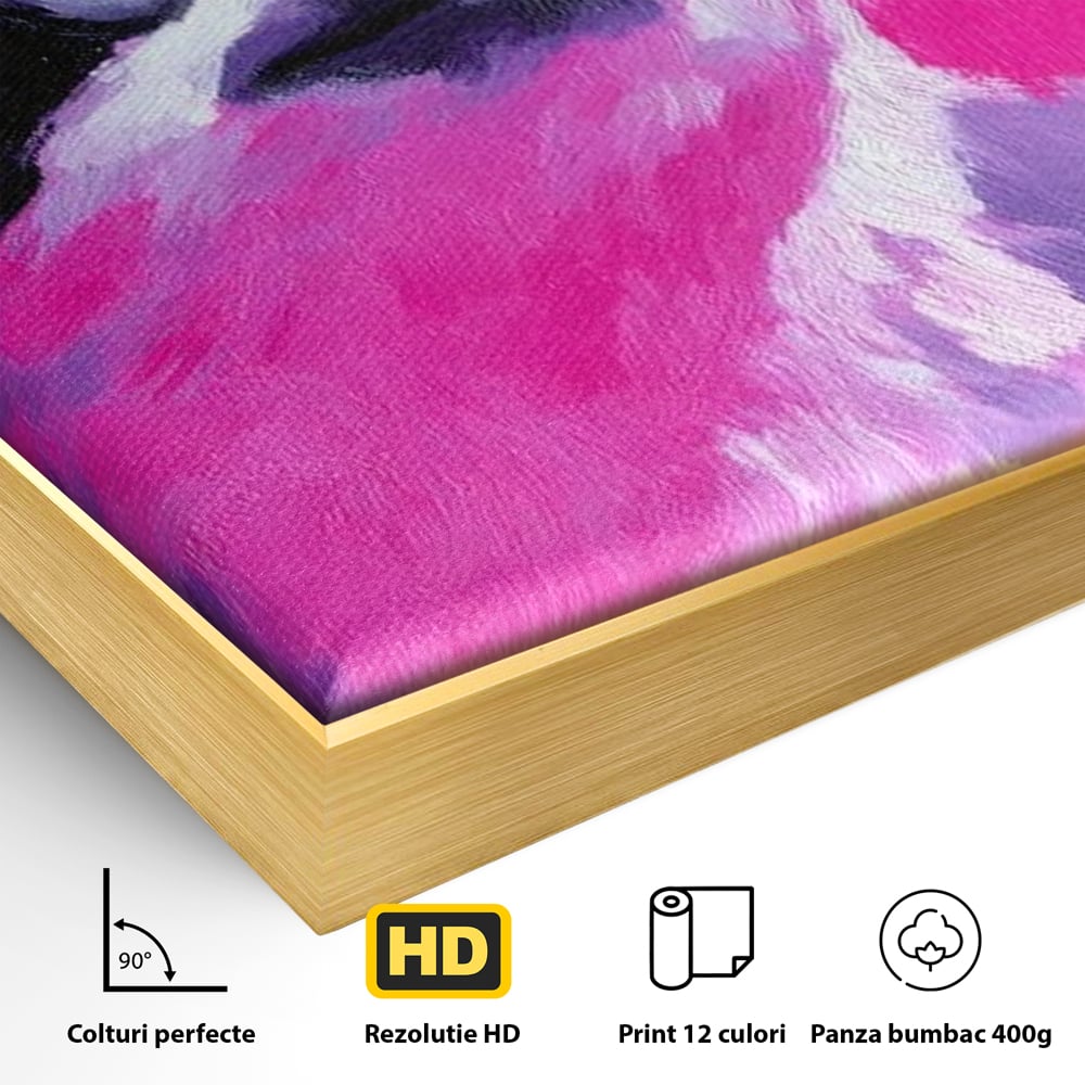 Leinwandbilder Premium, LuxCanva® M1519, Langsames Blinzeln, Leinen, Tier, Rosa, Neon, Lebendige Farben, Säugetier, Schlafzimmer, Büro, Wohnzimmer, Wohnzimmer, Kinderzimmer
