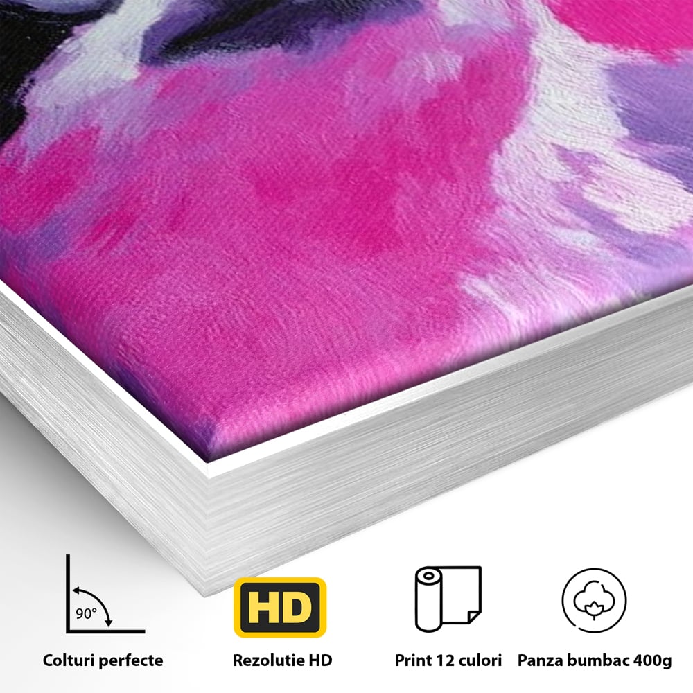 Leinwandbilder Premium, LuxCanva® M1519, Langsames Blinzeln, Leinen, Tier, Rosa, Neon, Lebendige Farben, Säugetier, Schlafzimmer, Büro, Wohnzimmer, Wohnzimmer, Kinderzimmer