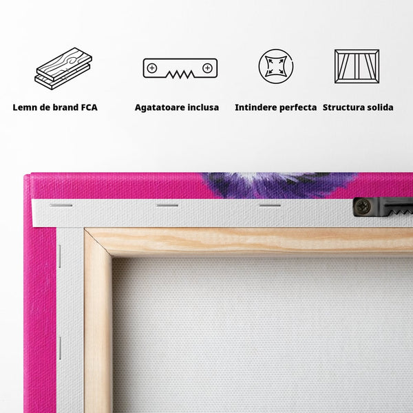 Leinwandbilder Premium, LuxCanva® M1519, Langsames Blinzeln, Leinen, Tier, Rosa, Neon, Lebendige Farben, Säugetier, Schlafzimmer, Büro, Wohnzimmer, Wohnzimmer, Kinderzimmer