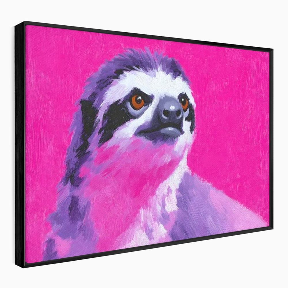 Leinwandbilder Premium, LuxCanva® M1519, Langsames Blinzeln, Leinen, Tier, Rosa, Neon, Lebendige Farben, Säugetier, Schlafzimmer, Büro, Wohnzimmer, Wohnzimmer, Kinderzimmer