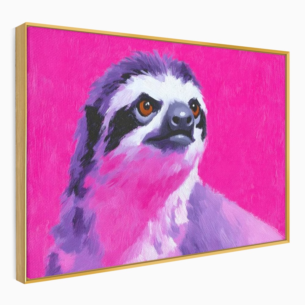 Leinwandbilder Premium, LuxCanva® M1519, Langsames Blinzeln, Leinen, Tier, Rosa, Neon, Lebendige Farben, Säugetier, Schlafzimmer, Büro, Wohnzimmer, Wohnzimmer, Kinderzimmer