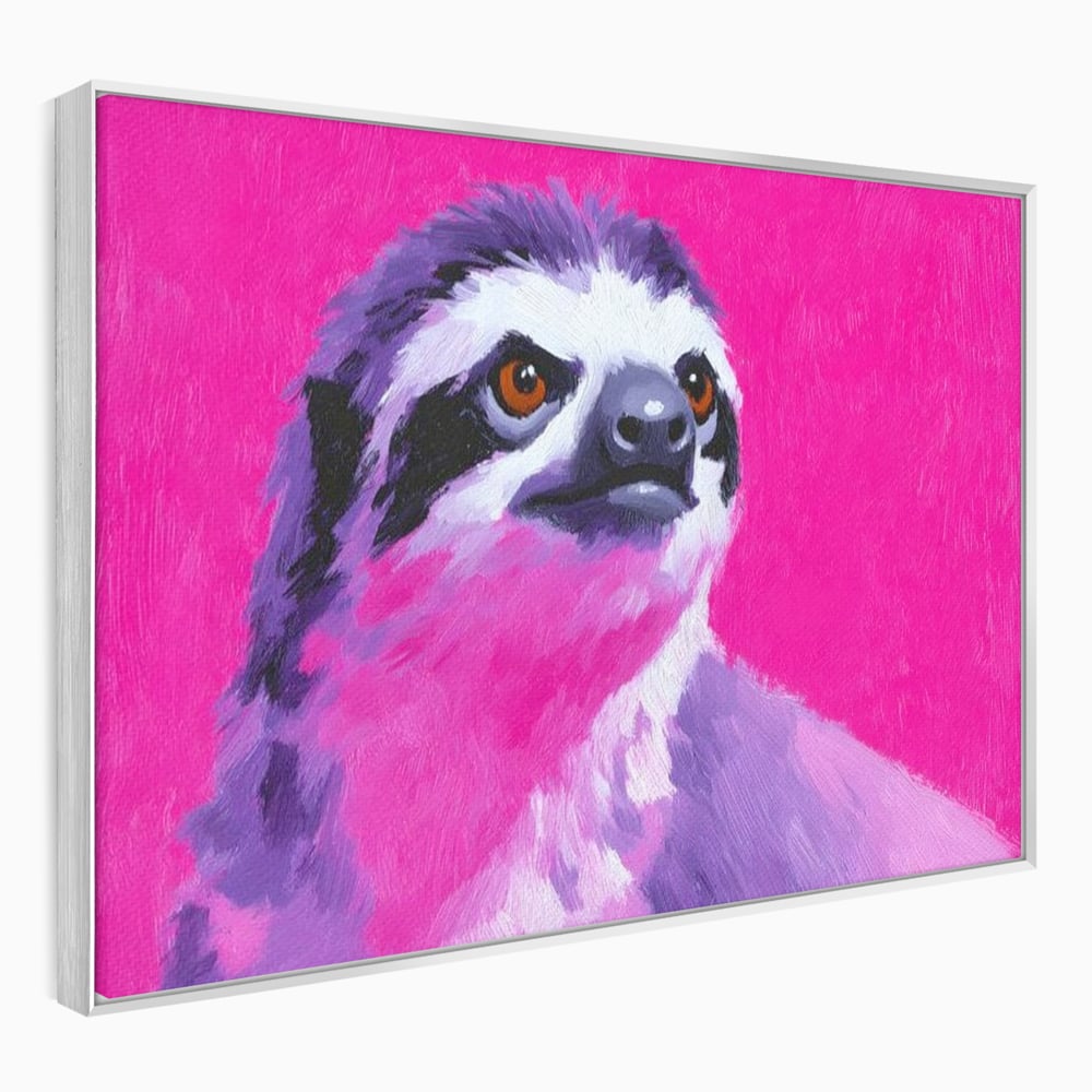 Leinwandbilder Premium, LuxCanva® M1519, Langsames Blinzeln, Leinen, Tier, Rosa, Neon, Lebendige Farben, Säugetier, Schlafzimmer, Büro, Wohnzimmer, Wohnzimmer, Kinderzimmer