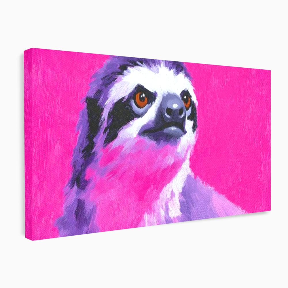 Leinwandbilder Premium, LuxCanva® M1519, Langsames Blinzeln, Leinen, Tier, Rosa, Neon, Lebendige Farben, Säugetier, Schlafzimmer, Büro, Wohnzimmer, Wohnzimmer, Kinderzimmer