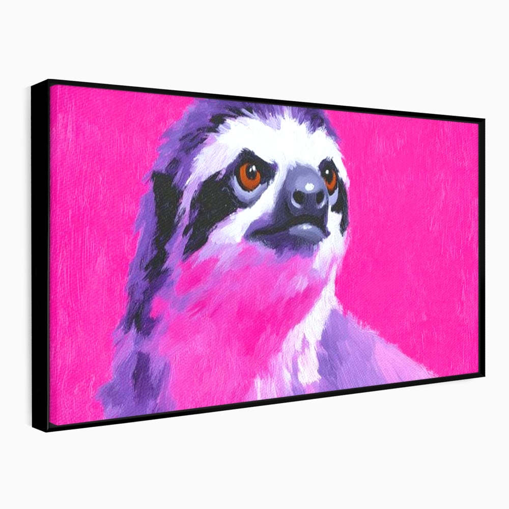 Leinwandbilder Premium, LuxCanva® M1519, Langsames Blinzeln, Leinen, Tier, Rosa, Neon, Lebendige Farben, Säugetier, Schlafzimmer, Büro, Wohnzimmer, Wohnzimmer, Kinderzimmer