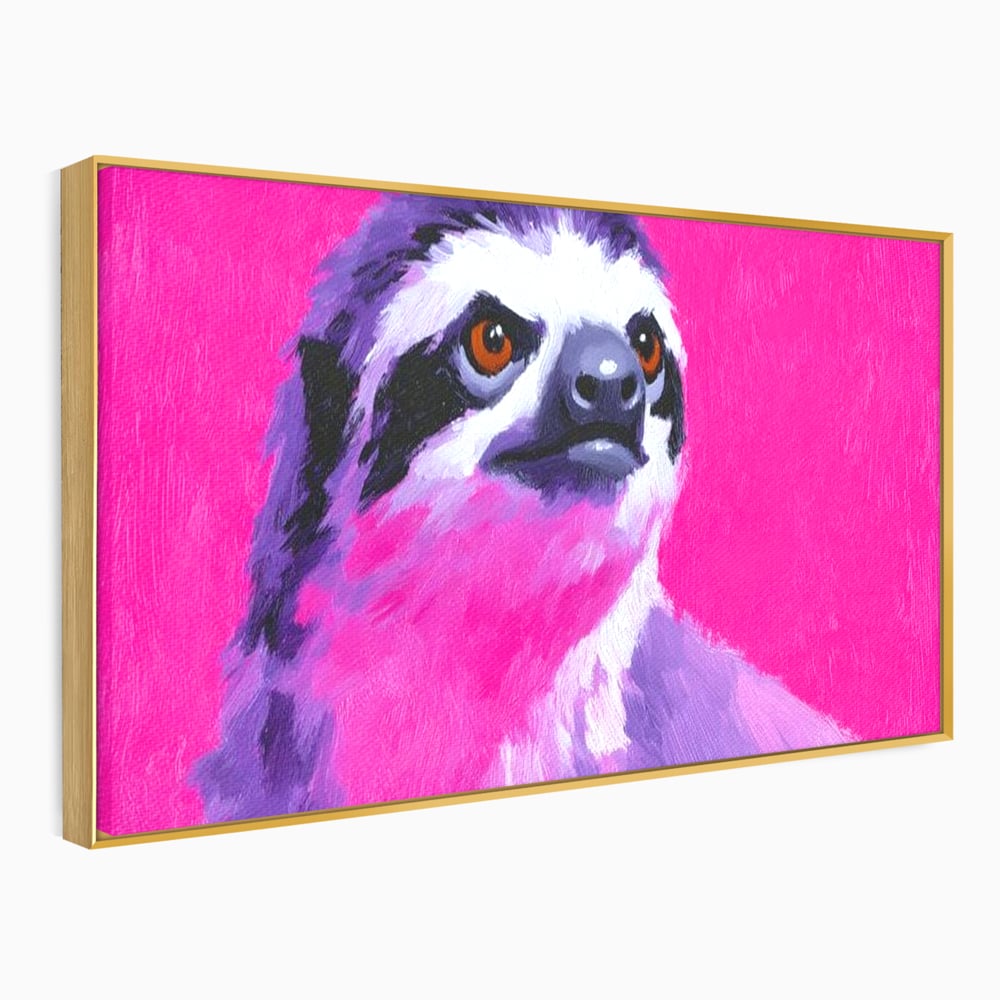 Leinwandbilder Premium, LuxCanva® M1519, Langsames Blinzeln, Leinen, Tier, Rosa, Neon, Lebendige Farben, Säugetier, Schlafzimmer, Büro, Wohnzimmer, Wohnzimmer, Kinderzimmer