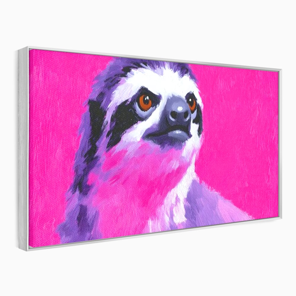 Leinwandbilder Premium, LuxCanva® M1519, Langsames Blinzeln, Leinen, Tier, Rosa, Neon, Lebendige Farben, Säugetier, Schlafzimmer, Büro, Wohnzimmer, Wohnzimmer, Kinderzimmer