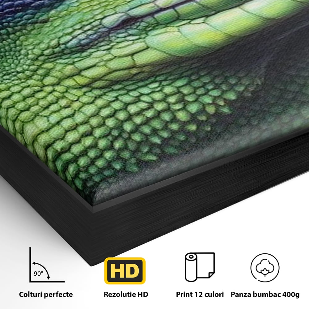 Leinwand Wandkunst Leinwand Premium, LuxCanva® M1520, Eidechse Pop, Reptila, Reptila, Eidechse, Dschungel, Tropisch, Exotisch, Lebendige Farben, Neon, Schlafzimmer, Büro, Wohnzimmer, Kinderzimmer