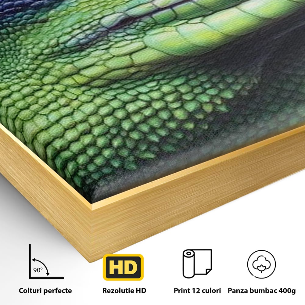Leinwand Wandkunst Leinwand Premium, LuxCanva® M1520, Eidechse Pop, Reptila, Reptila, Eidechse, Dschungel, Tropisch, Exotisch, Lebendige Farben, Neon, Schlafzimmer, Büro, Wohnzimmer, Kinderzimmer