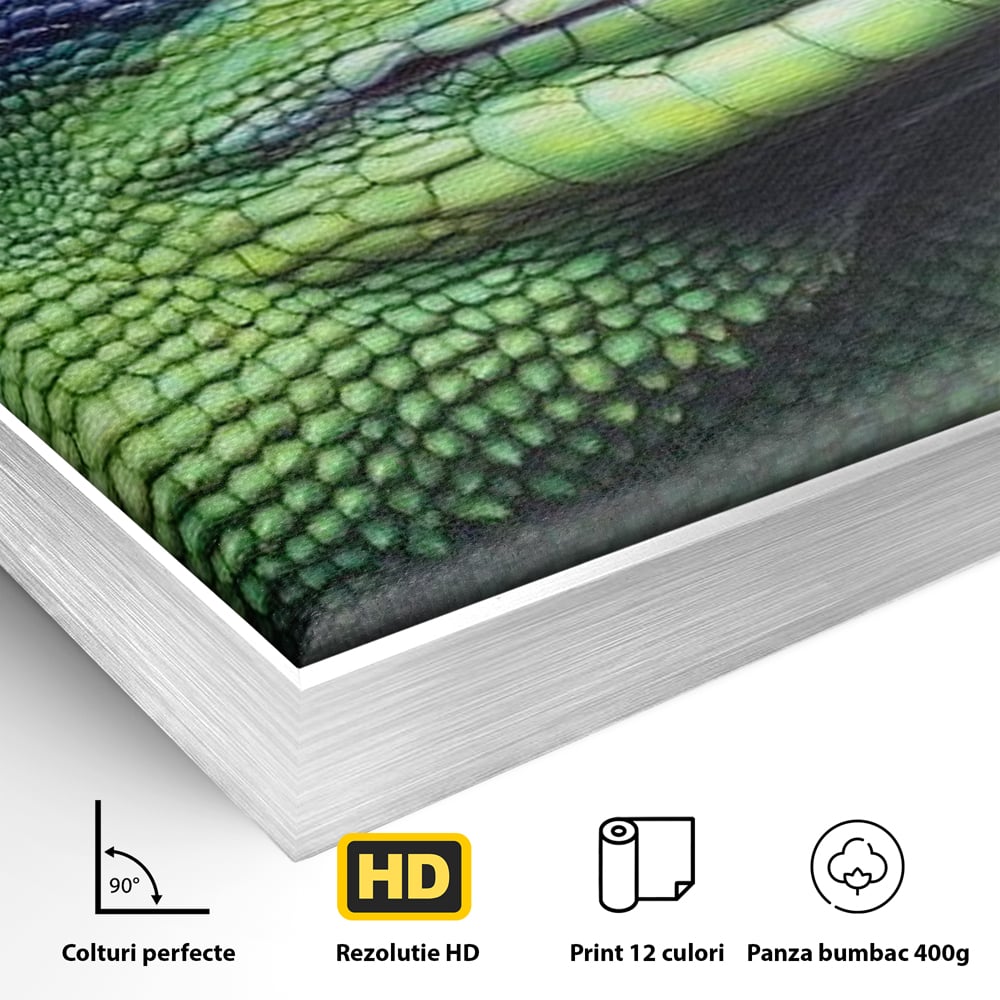 Leinwand Wandkunst Leinwand Premium, LuxCanva® M1520, Eidechse Pop, Reptila, Reptila, Eidechse, Dschungel, Tropisch, Exotisch, Lebendige Farben, Neon, Schlafzimmer, Büro, Wohnzimmer, Kinderzimmer