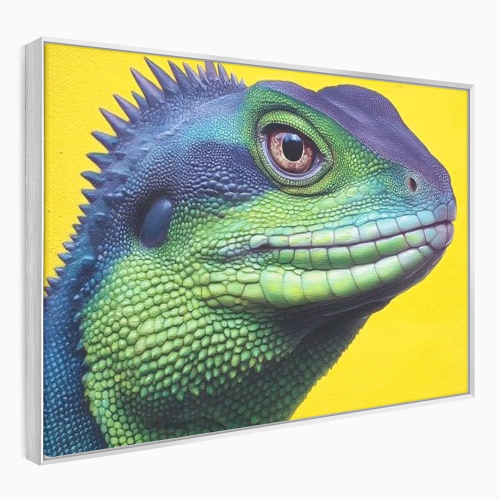 Leinwand Wandkunst Leinwand Premium, LuxCanva® M1520, Eidechse Pop, Reptila, Reptila, Eidechse, Dschungel, Tropisch, Exotisch, Lebendige Farben, Neon, Schlafzimmer, Büro, Wohnzimmer, Kinderzimmer