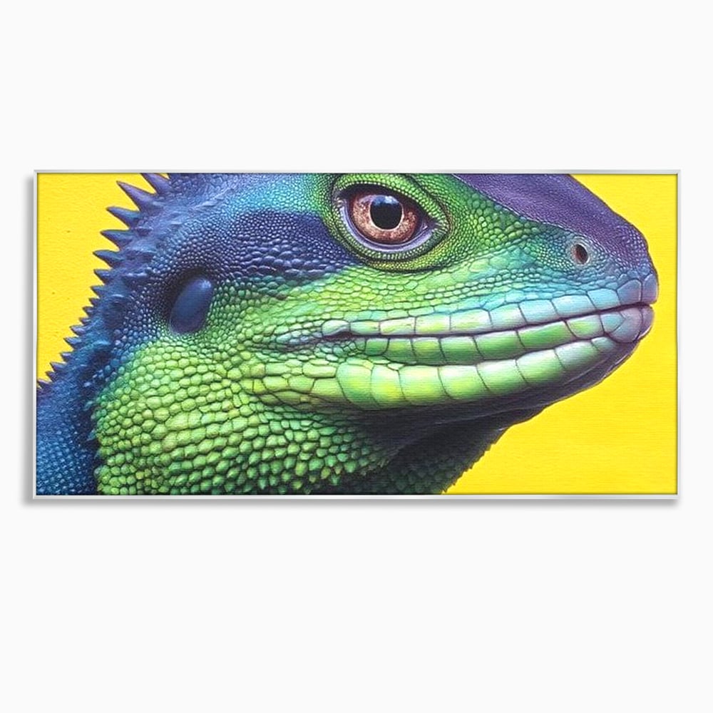 Leinwand Wandkunst Leinwand Premium, LuxCanva® M1520, Eidechse Pop, Reptila, Reptila, Eidechse, Dschungel, Tropisch, Exotisch, Lebendige Farben, Neon, Schlafzimmer, Büro, Wohnzimmer, Kinderzimmer
