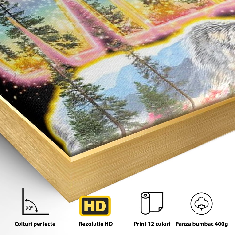 Leinwand Wandkunst Canvas Premium, LuxCanva® M1521, Wilde Freiheit, Bär, Tier, Landschaft, Natur, Wildnis, Neon, leuchtend, Schlafzimmer, Büro, Wohnzimmer, Kinderzimmer