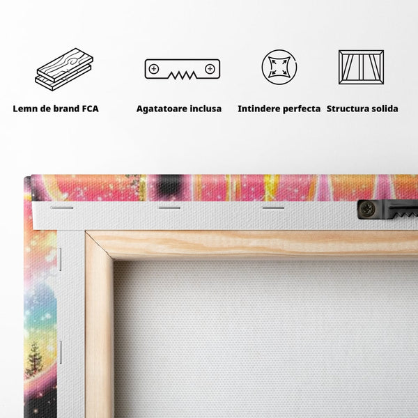 Leinwand Wandkunst Canvas Premium, LuxCanva® M1521, Wilde Freiheit, Bär, Tier, Landschaft, Natur, Wildnis, Neon, leuchtend, Schlafzimmer, Büro, Wohnzimmer, Kinderzimmer