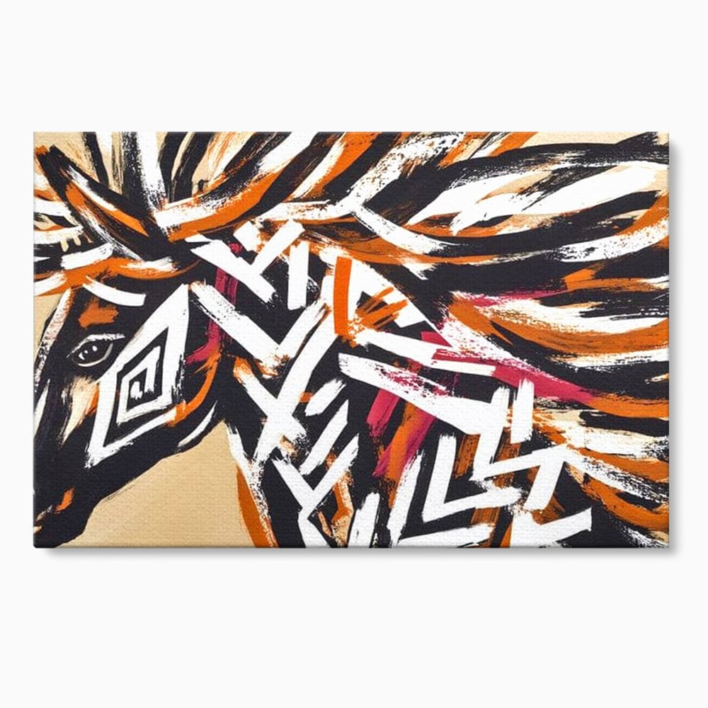 Tablou Canvas Premium, LuxCanva® M1524, Spirit Salbatic, Pictura, Cal, Armasar, Animal, Tribal, Galop, Coama, Etnic, Dormitor, Birou, Living, Camera Copil