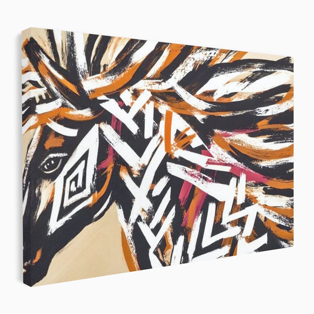 Tablou Canvas Premium, LuxCanva® M1524, Spirit Salbatic, Pictura, Cal, Armasar, Animal, Tribal, Galop, Coama, Etnic, Dormitor, Birou, Living, Camera Copil