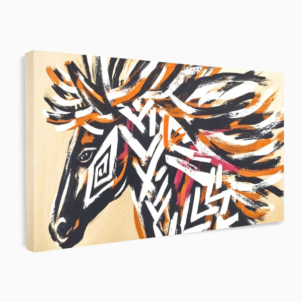 Tablou Canvas Premium, LuxCanva® M1524, Spirit Salbatic, Pictura, Cal, Armasar, Animal, Tribal, Galop, Coama, Etnic, Dormitor, Birou, Living, Camera Copil
