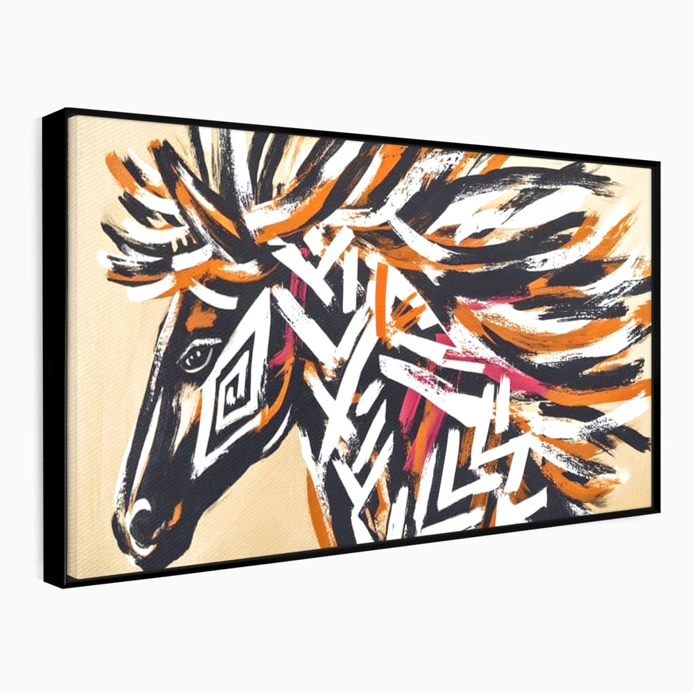 Tablou Canvas Premium, LuxCanva® M1524, Spirit Salbatic, Pictura, Cal, Armasar, Animal, Tribal, Galop, Coama, Etnic, Dormitor, Birou, Living, Camera Copil