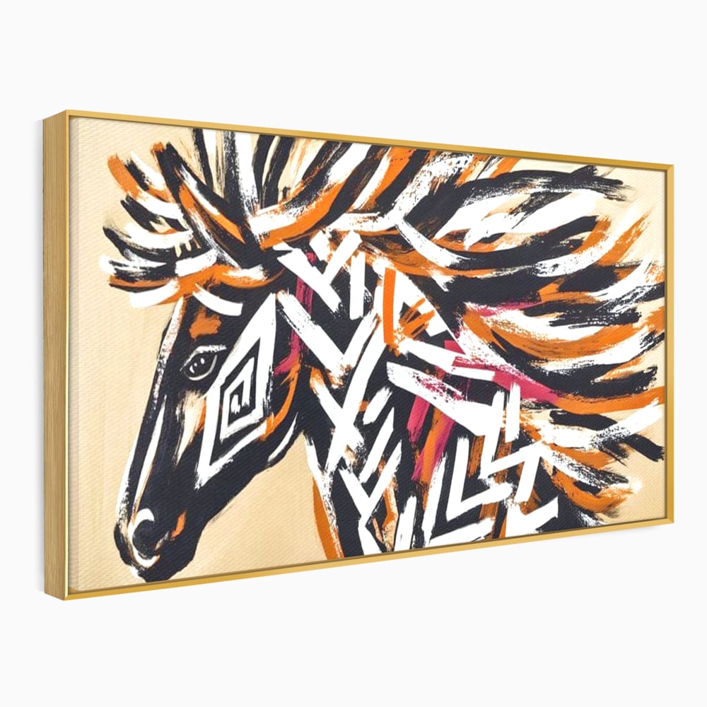 Tablou Canvas Premium, LuxCanva® M1524, Spirit Salbatic, Pictura, Cal, Armasar, Animal, Tribal, Galop, Coama, Etnic, Dormitor, Birou, Living, Camera Copil