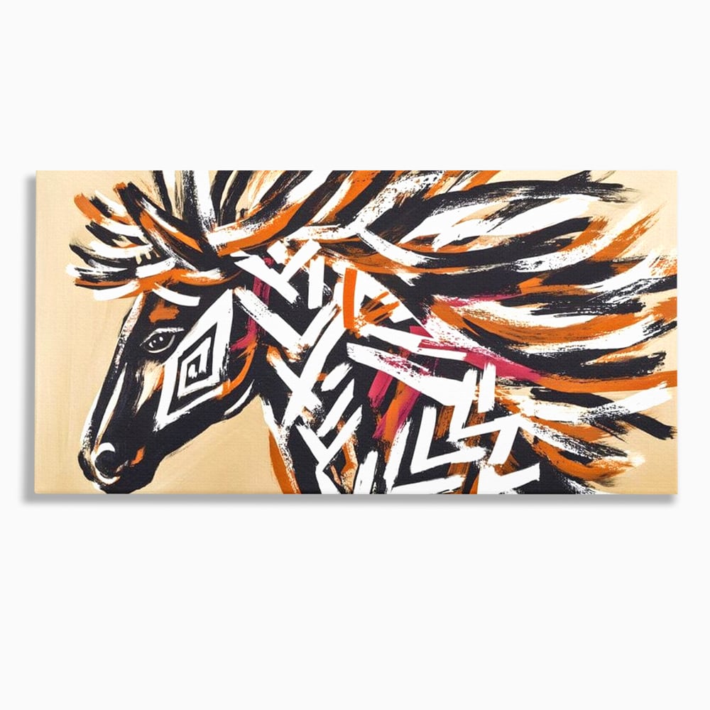 Tablou Canvas Premium, LuxCanva® M1524, Spirit Salbatic, Pictura, Cal, Armasar, Animal, Tribal, Galop, Coama, Etnic, Dormitor, Birou, Living, Camera Copil