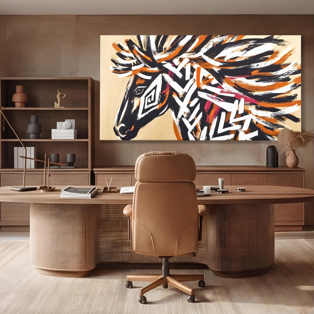 Tablou Canvas Premium, LuxCanva® M1524, Spirit Salbatic, Pictura, Cal, Armasar, Animal, Tribal, Galop, Coama, Etnic, Dormitor, Birou, Living, Camera Copil
