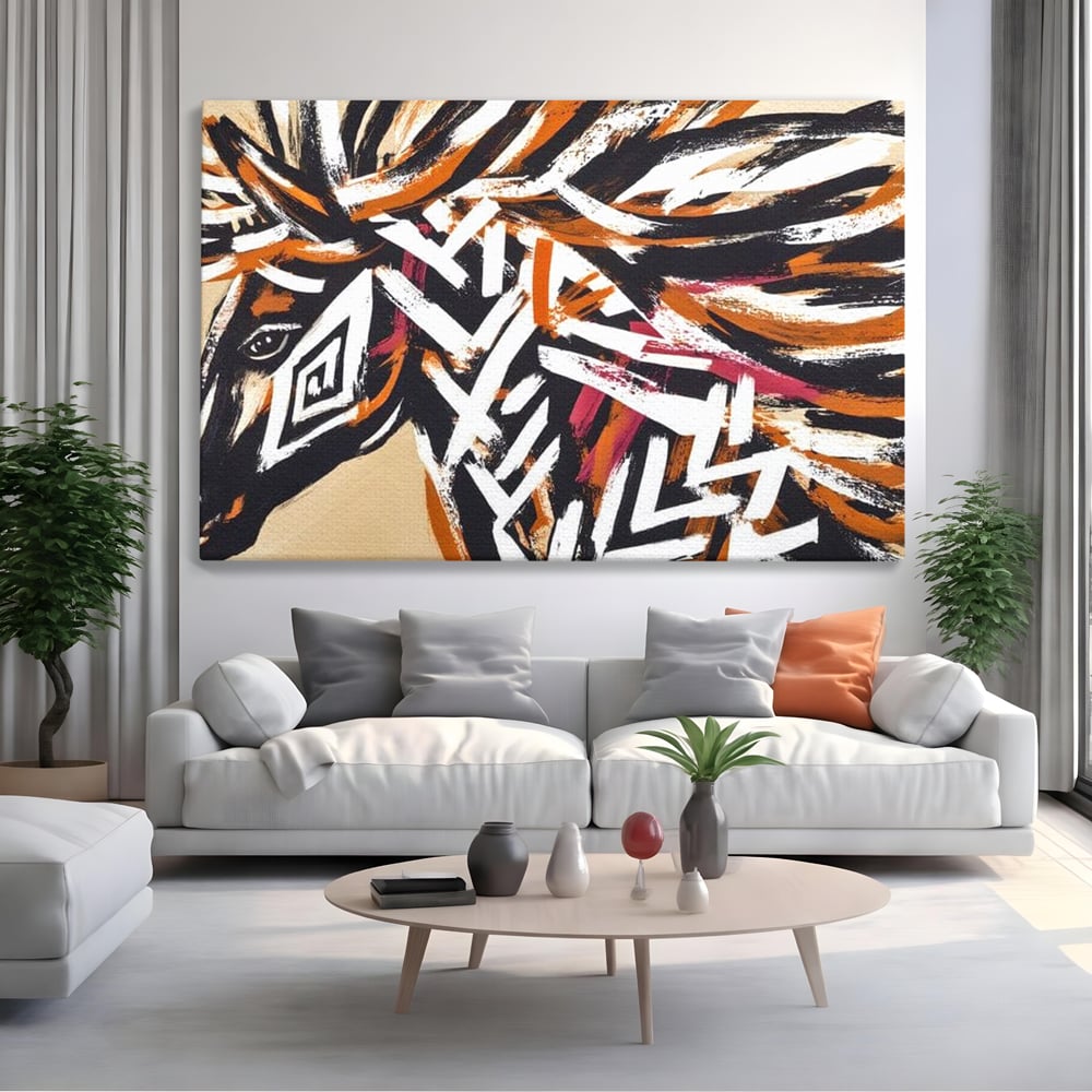 Tablou Canvas Premium, LuxCanva® M1524, Spirit Salbatic, Pictura, Cal, Armasar, Animal, Tribal, Galop, Coama, Etnic, Dormitor, Birou, Living, Camera Copil