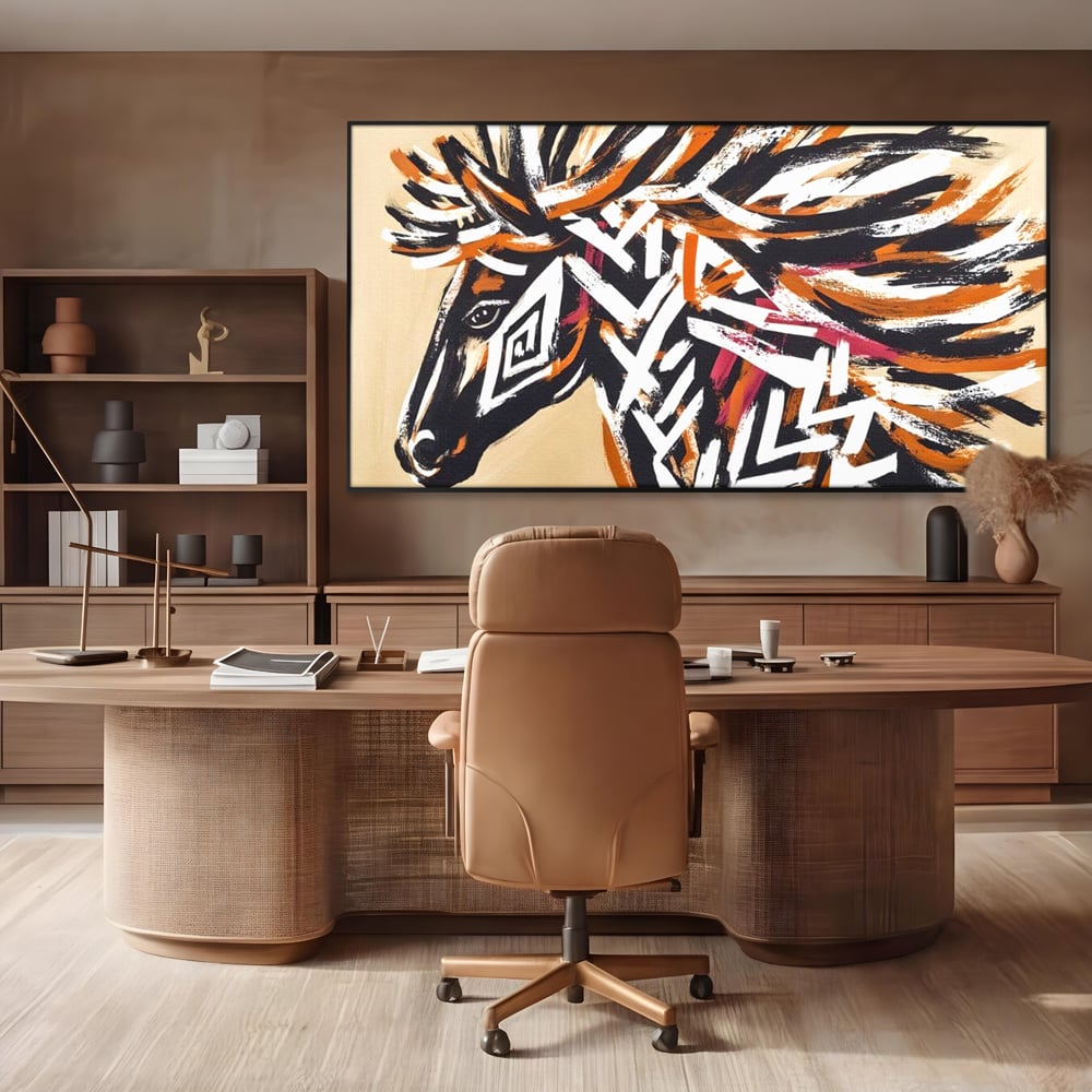 Tablou Canvas Premium, LuxCanva® M1524, Spirit Salbatic, Pictura, Cal, Armasar, Animal, Tribal, Galop, Coama, Etnic, Dormitor, Birou, Living, Camera Copil