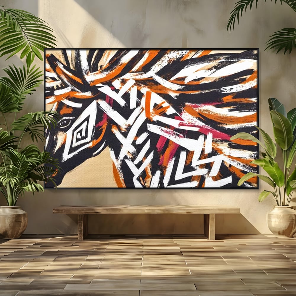 Tablou Canvas Premium, LuxCanva® M1524, Spirit Salbatic, Pictura, Cal, Armasar, Animal, Tribal, Galop, Coama, Etnic, Dormitor, Birou, Living, Camera Copil
