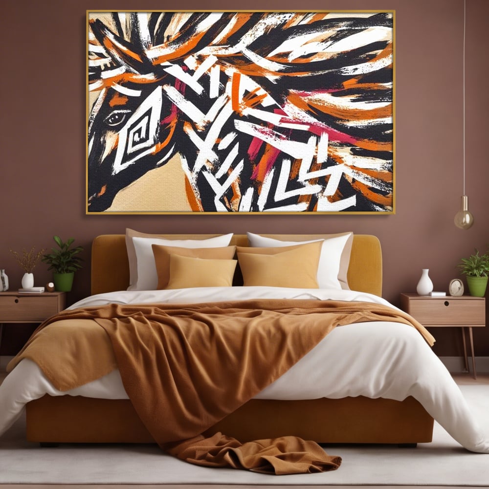 Tablou Canvas Premium, LuxCanva® M1524, Spirit Salbatic, Pictura, Cal, Armasar, Animal, Tribal, Galop, Coama, Etnic, Dormitor, Birou, Living, Camera Copil