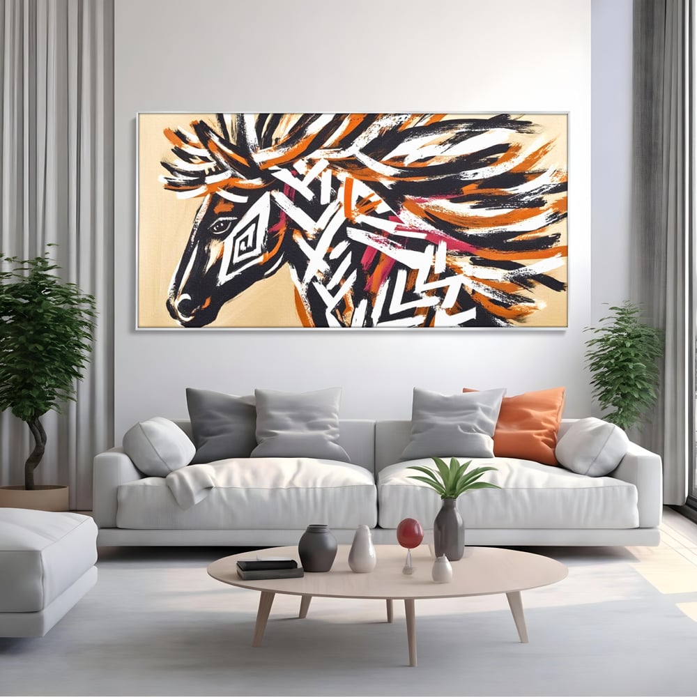 Tablou Canvas Premium, LuxCanva® M1524, Spirit Salbatic, Pictura, Cal, Armasar, Animal, Tribal, Galop, Coama, Etnic, Dormitor, Birou, Living, Camera Copil