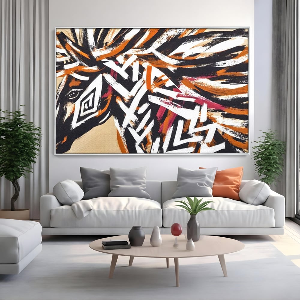 Tablou Canvas Premium, LuxCanva® M1524, Spirit Salbatic, Pictura, Cal, Armasar, Animal, Tribal, Galop, Coama, Etnic, Dormitor, Birou, Living, Camera Copil