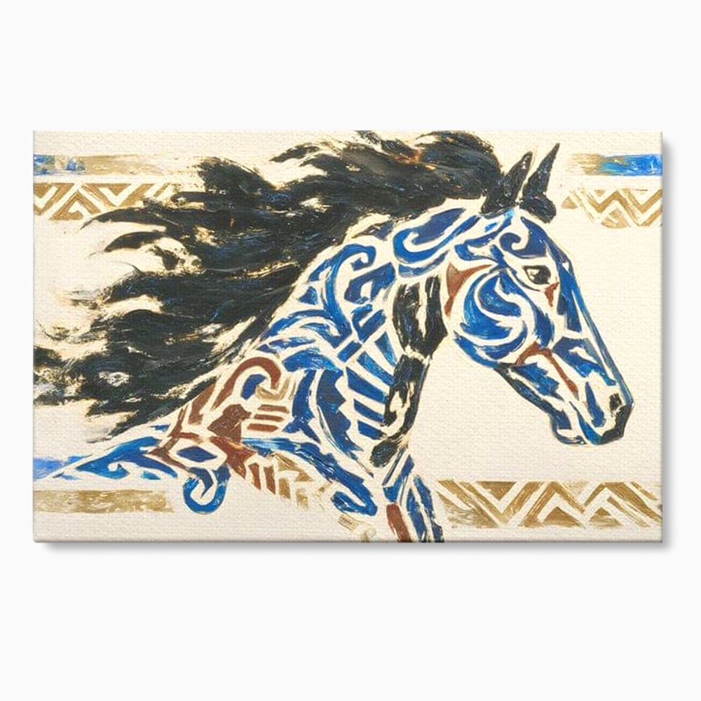 Tablou Canvas Premium, LuxCanva® M1525, Galop catre Istorie, Simboluri, Arta Abstracta, Animal, Desen, Cal, Rustic, Tribal, Dormitor, Birou, Living, Camera Copil